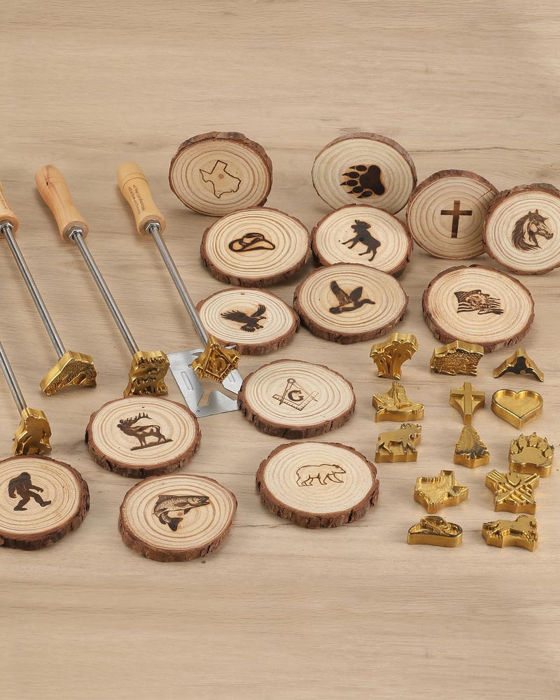 AIMOADO Texas Longhorn Branding Iron Stamp, 1 1/2" Wood Branding Iron Personalized Logo for Meat, Burger, Wood, Hats with Full Set Tools - Image 5